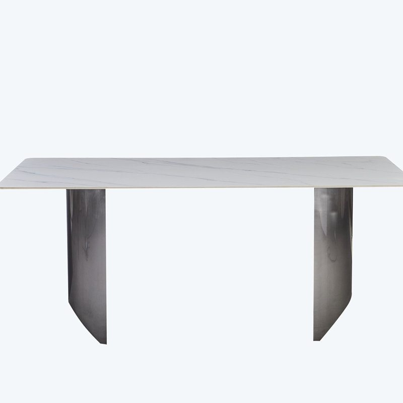 Julena Rectangular with Stainless Steel Base Dining Table, 29.52" H x 55.11" W x 31.49" D