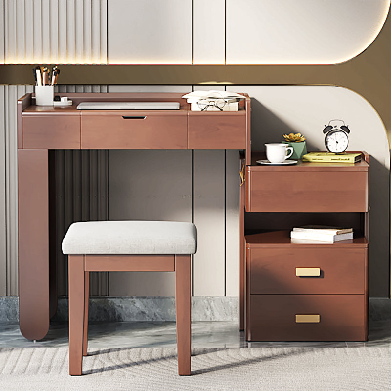 Coiffeuse 3 en 1 avec miroir rabattable, éclairage à DEL, longueur réglable et tiroirs spacieux - Coiffeuse multifonctionnelle élégante pour la maison