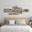 Ensemble de 5 panneaux muraux - John Fan «Flying Dreams», art mural sur toile pour le salon, la chambre à coucher ou le bureau 