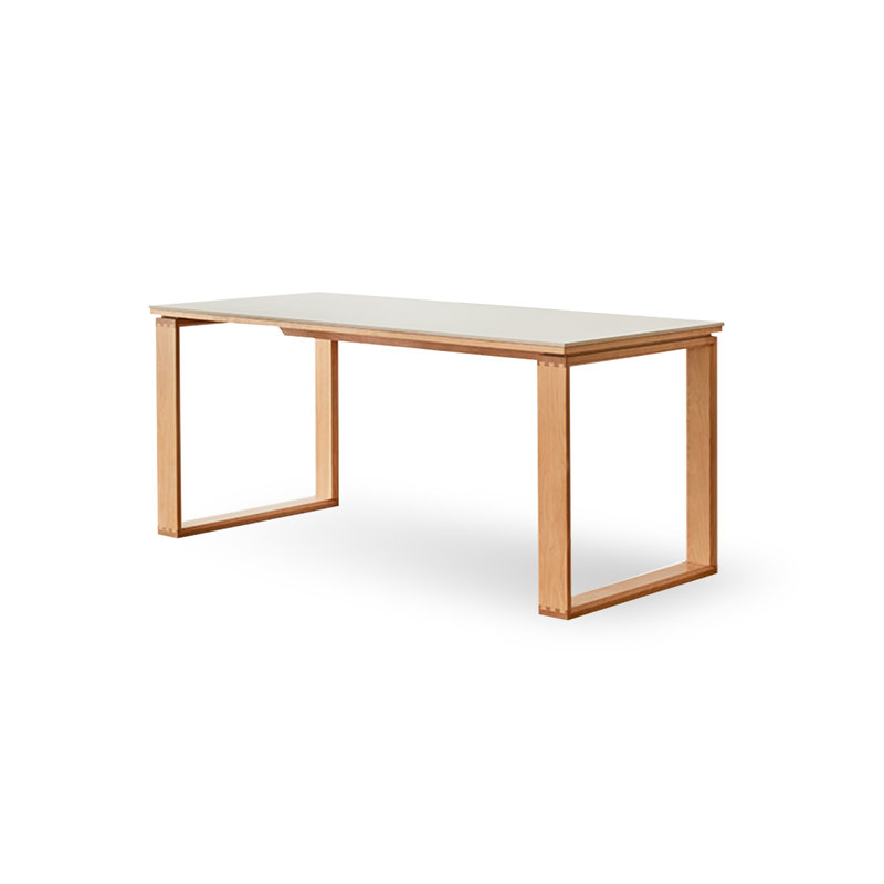 62.99" Burlywood + White Rectangular Solid Wood + Sintered Stone tabletop Dining Table, H 29,53 po x L 55,12 po x l 31,5 po