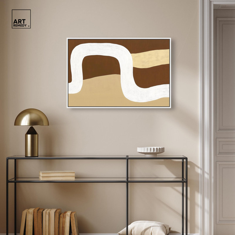 «Minimal Wavy II» par Boho , H 21 po x l 21 po, Cadre flottant blanc