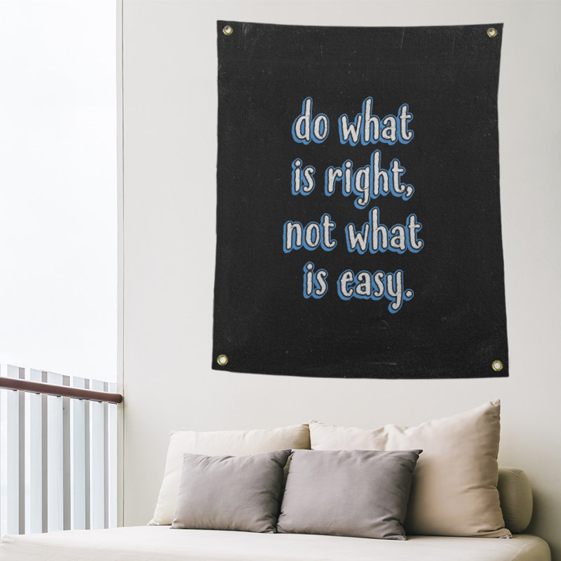 Polyester do what is right quote tableau noir tapisserie, H 59 pi x l 50 po, Bleu
