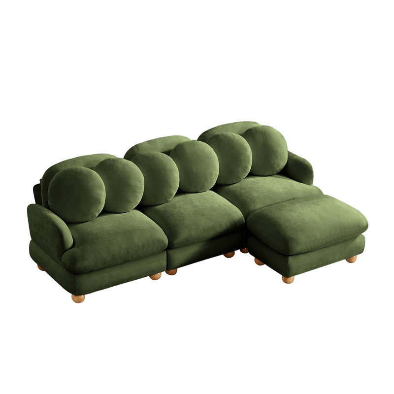 Canapé modulaire en chenille avec assise profonde et repose-pieds mobile Chenille