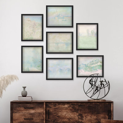 " Pastel Watercolor Natural Landscapes Abstract Geometric " 7 - Pieces