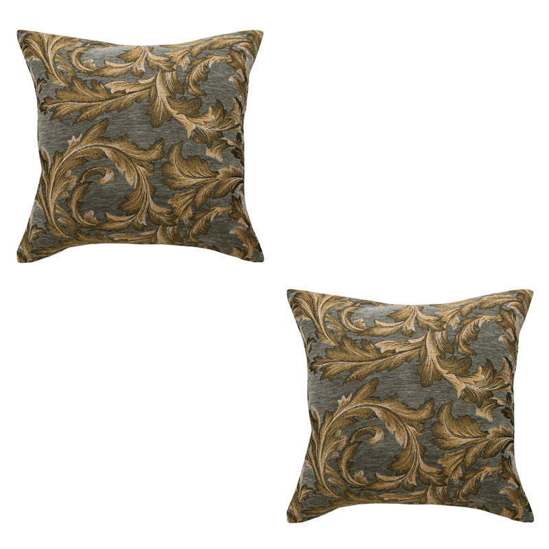 Apul Floral Square Pack of 2 Cushions With Filling, Gold