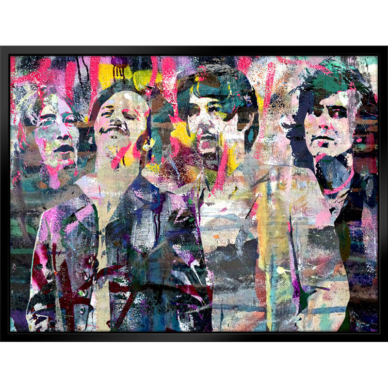 Fab Four Pop Art-Giclee on Canvas with Float Frame Horizontal, 18" H x 22" W