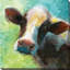 «Colorful Quirky Cow», reproduction sur toile tendue-22264475