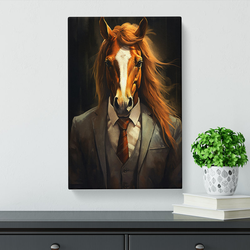 Pony In A Suit No.4 - Wrapped Canvas