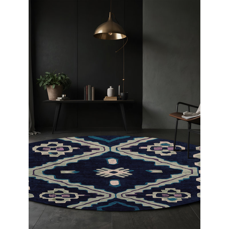 Tapis gris lavable à la machine, Rond 6 pi