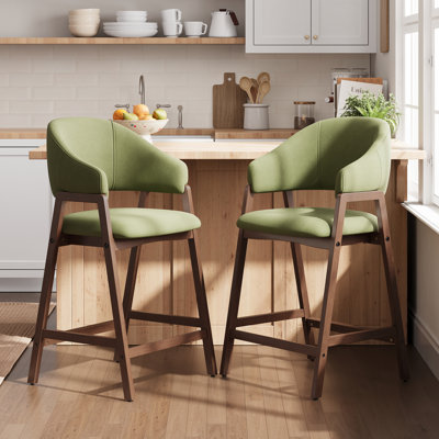 Tabouret de bar rembourré en bois massif