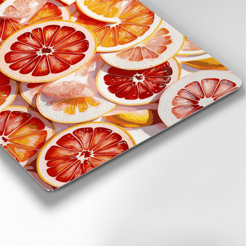 Fruit Grapefruit White Red Metal Wall Art, 12" H x 18" W