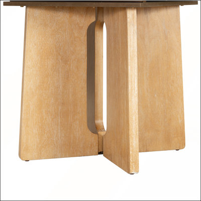 Table de salle à manger ronde en bois massif pour 4 personnes, extensible avec rallonge de 16 pouces et chaises rembourrées, naturel et beige