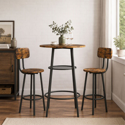 Ensemble de table de bar avec 2 tabourets de bar, dossier et cloison pour la cuisine, la salle à manger et les petits espaces