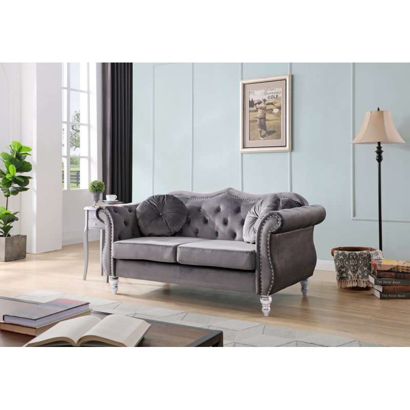 Causeuse rembourrée Jartavious, Velours gris foncé