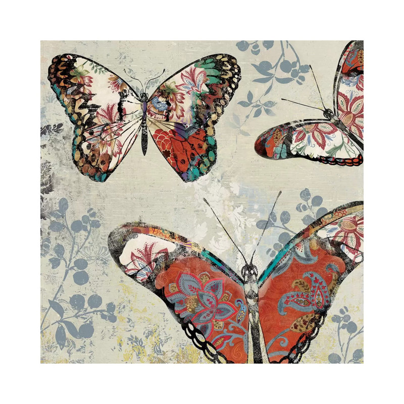 Patterned Butterflies II by Asia Jensen - Wrapped Canvas Print