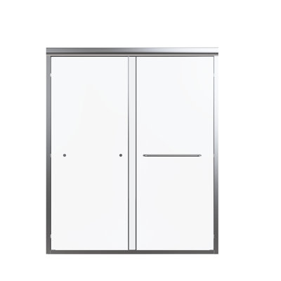Porte de salle de bain double à double dérivation, verre trempé de 6 mm, construction semi-douche légère de 1/4 po à ouverture et fermeture en douceur