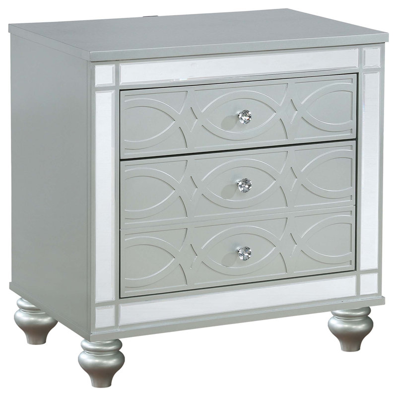 Table de chevet 2 tiroirs Menlo Metallic
