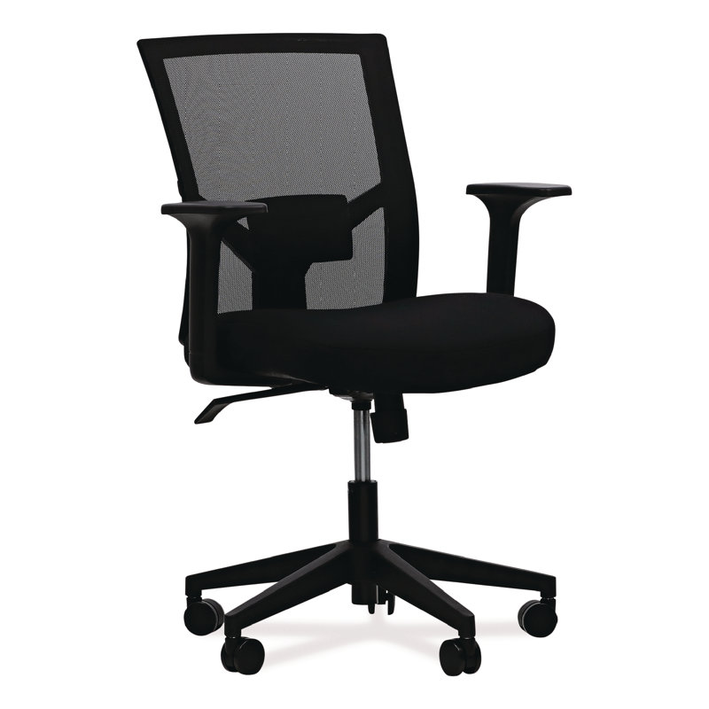 Black Mesh and Fabric Adjustable Task Chair with Fixed Arms