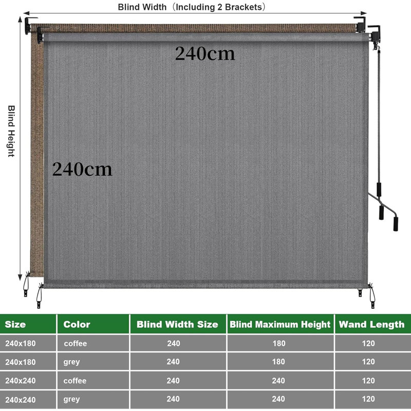 LIFERUN 240cm W x 3cm D Polyester Cover Retractable Patio Awning, Grey