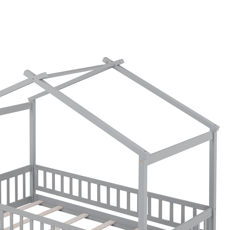 Lit pour enfant Azusa, Simple, gris