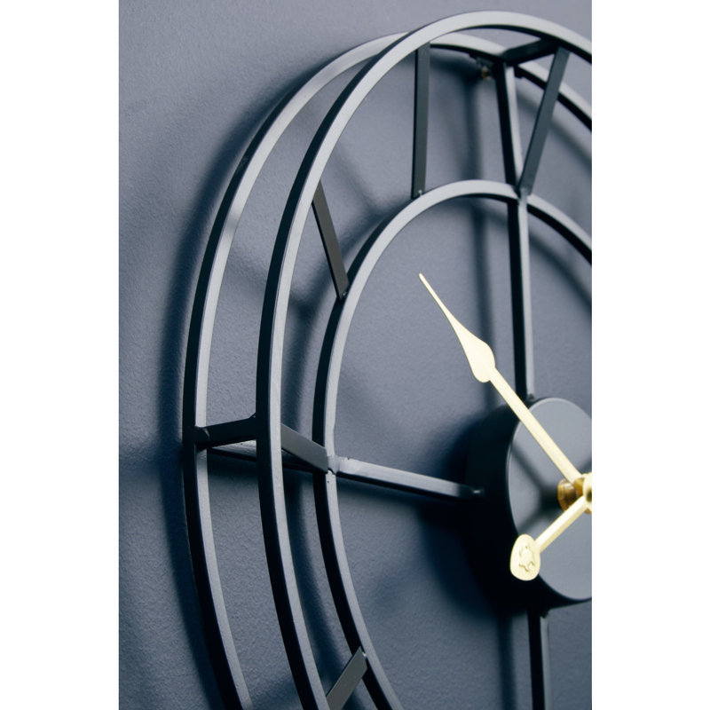 Nekoma Metal Wall Clock, 40cm H x 40cm W x 5cm D , Black/Gold
