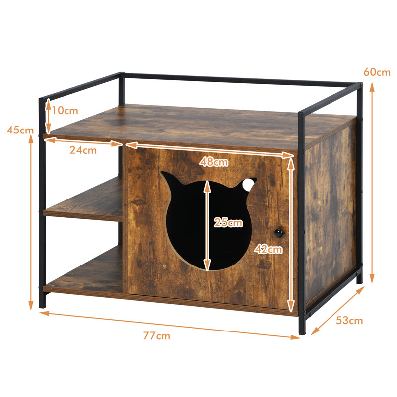 Cushing Wood Enclosed Litter Box Enclosure, Brown