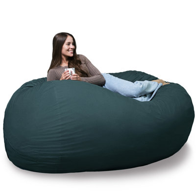 Big Joe Fuf Giant Foam Bean Bag Chair, Oversized Couch with Removable Cover for Kids, Teens, Adults, Deep Sea Velveteen, Durable Woven Polyester
