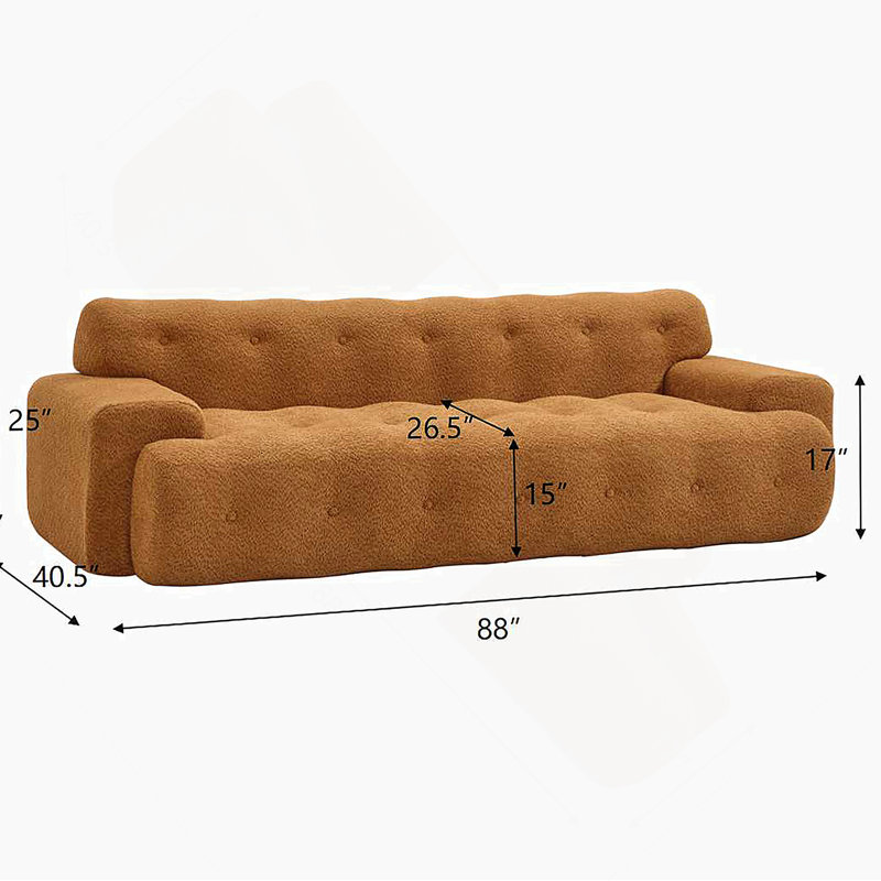 Canapé capitonné 88 pouces à 3 places avec boutons - sans assemblage, canapé rembourré confortable avec mousse haute densité, Nomad pour le salon