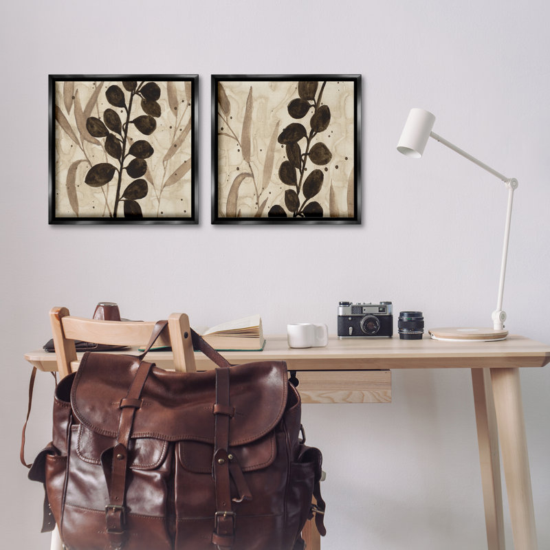 Ensemble de cadres flottants 2 pièces Natural Tone Sprouting Leaves, design par Krinlox, H 18 po x l 18 po