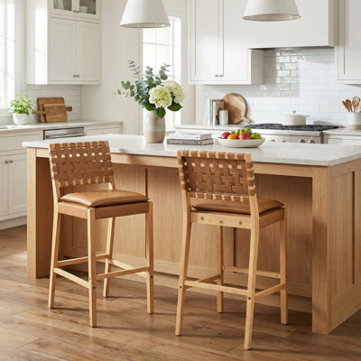 Lingard 29" Seat Height PU Leather Bar Stools With Rubberwood Frame