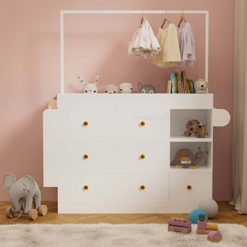 Armoire de rangement moderne avec 3 tiroirs profonds, tablettes de rangement, supports et séchoir