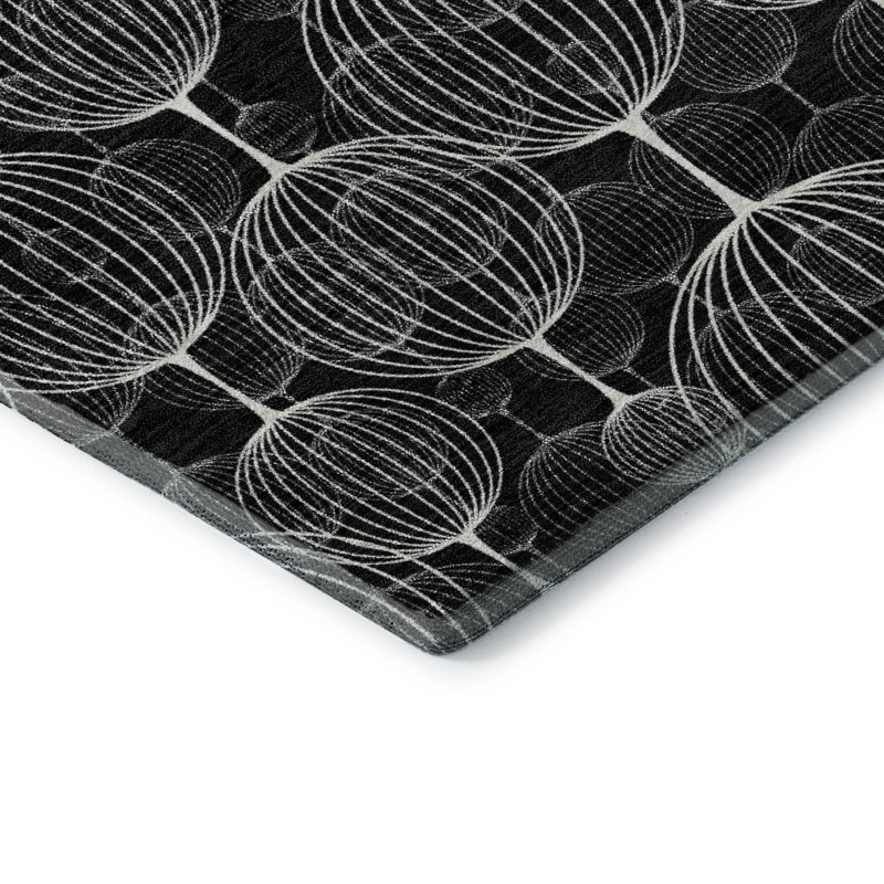 Tapis noir Prisco lavable à la machine de qualité supérieure, Rectangle 10 pi x 14 pi