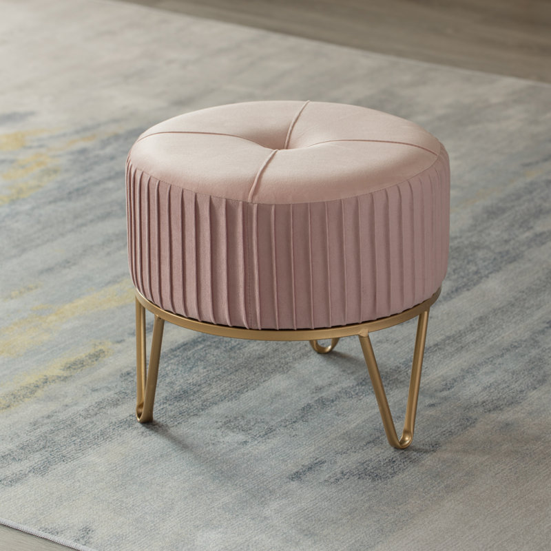 Presten Upholstered Ottoman, Pink Revolution Performance Fabrics