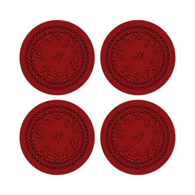 Christmas Berries Vegan Leather Round Pebble Placemat
