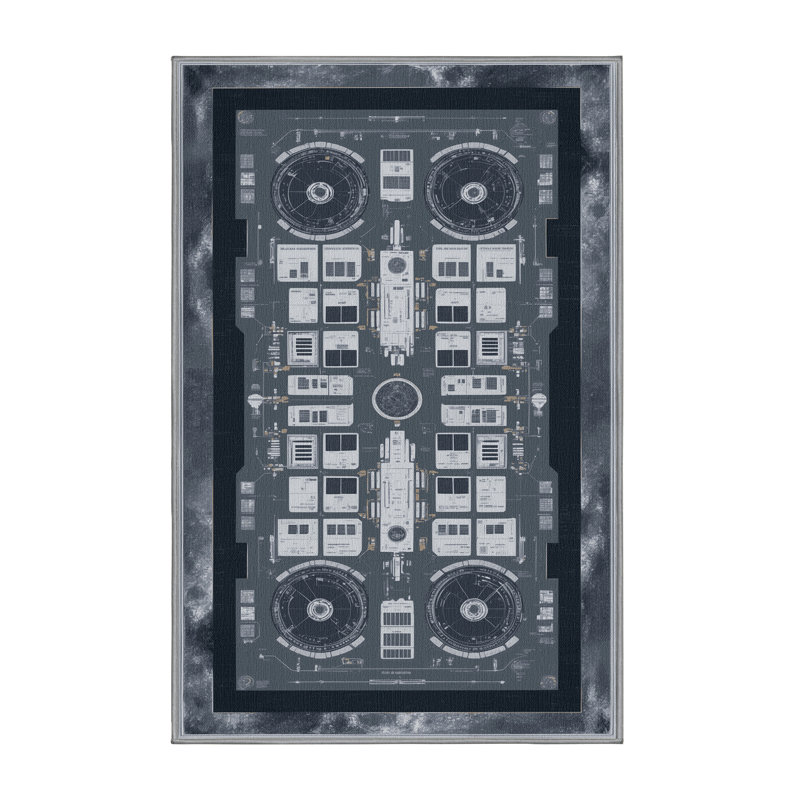 Tapis gris lavable à la machine, Rectangle 7 pi x 9 pi