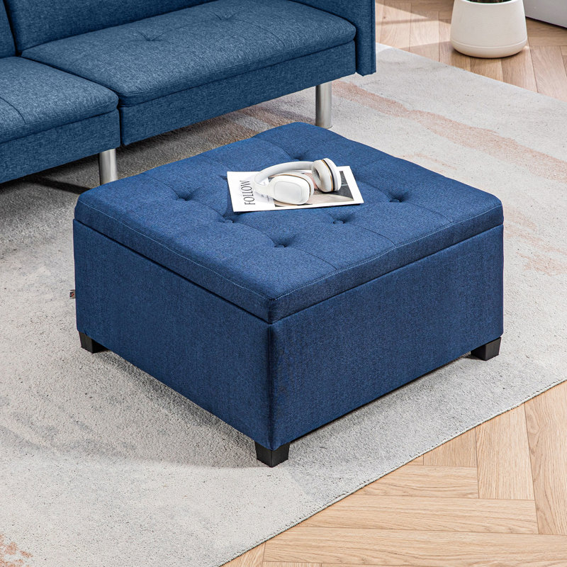 Rangement en tissu - bleu. Style rétro pour les salons. Revêtement doux, grand espace, charnière de sécurité bleue avec plateau. Hall d'entrée vintage. Revêtement, capacité, concept sécuritaire