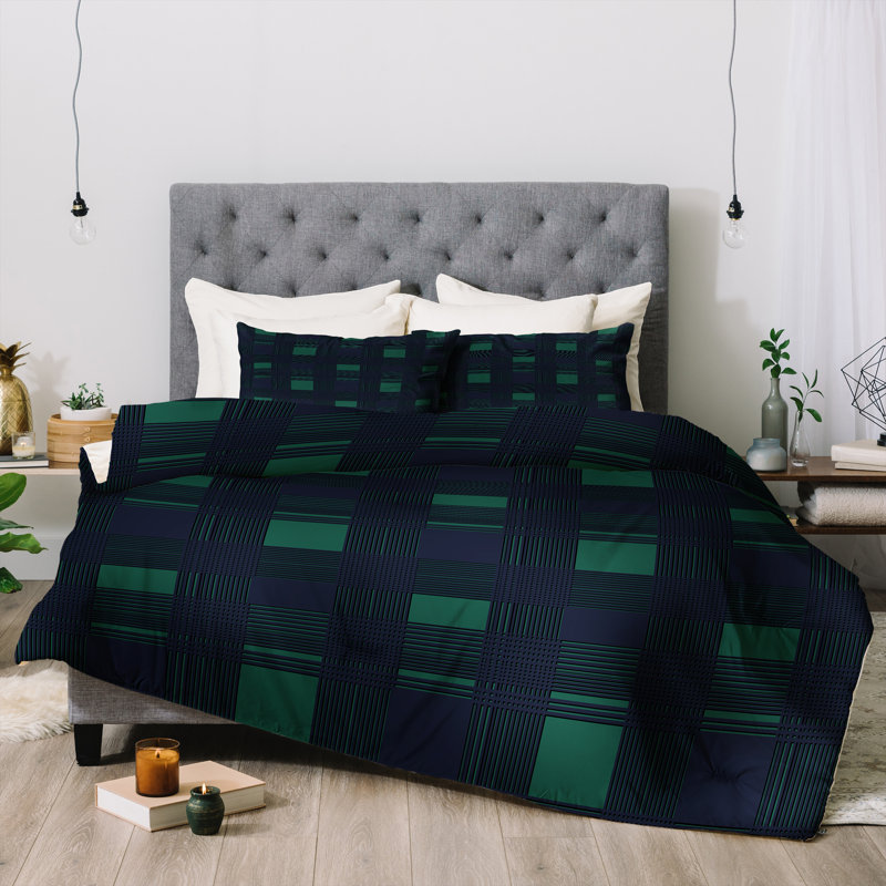 Modern & Contemporary Polyester Plaid Comforter, Twin Comforter + 1 Standard Sham