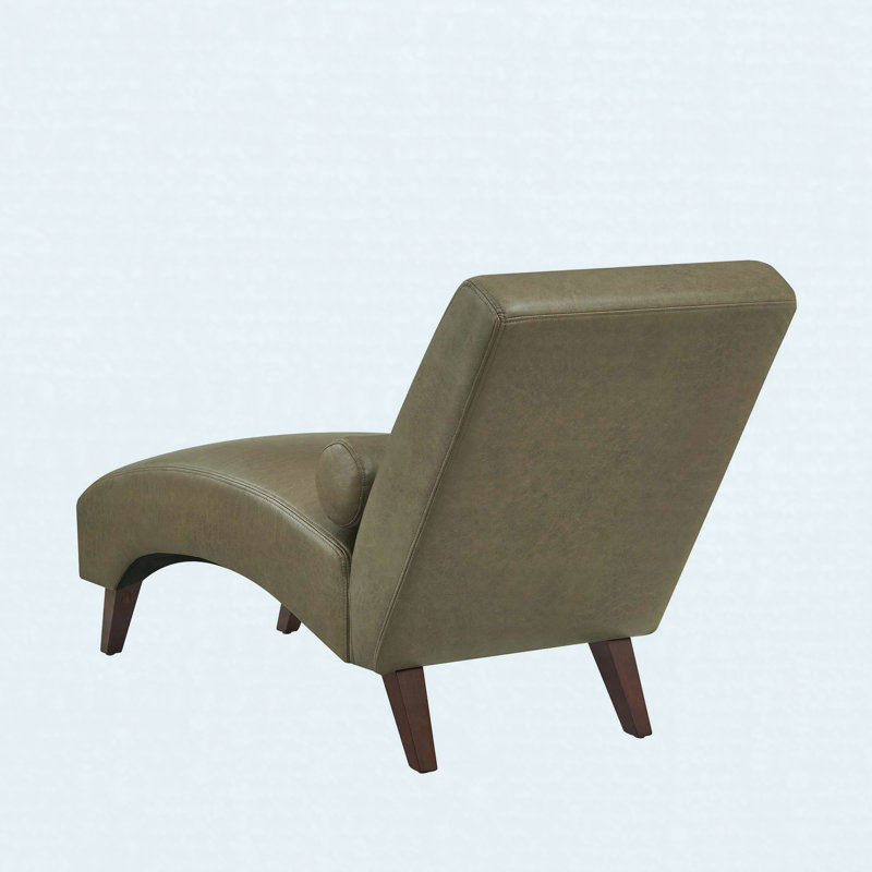 Chaise longue rembourrée de style Mid-Century courbé, Olive Green