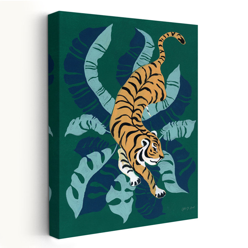 Tigre rôdant contemporain et BCBG, H 48 po x l 32 po