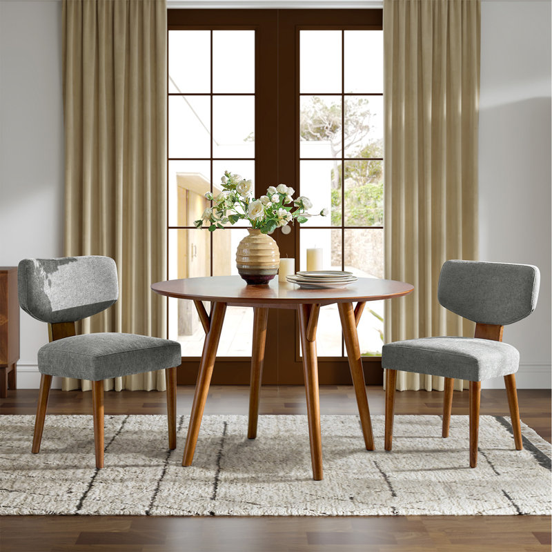 Chaises de salle à manger rembourrées de style Mid-Century, Gris