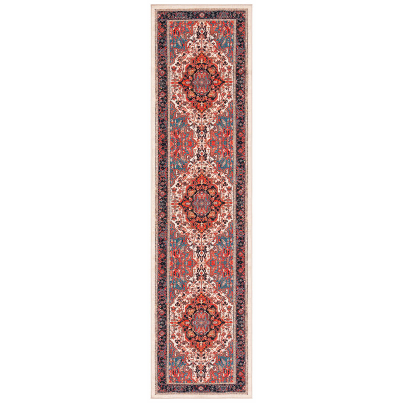 Tapis oriental ivoire / rouge Chesnut, Tapis de couloir 2 pi 2 po x 9 pi