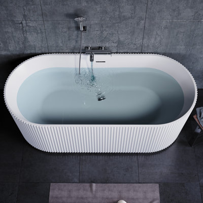Baignoire autoportante en acrylique de grande capacité 66,15 "X 31,5" à rayures