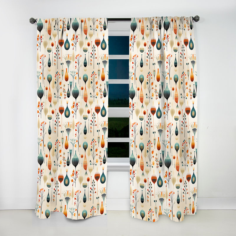 Scandinavian Midcentury Delight I - Mid-Century Velvet Curtain - Room Darkening - 1 Panel, 52" W x 84" L