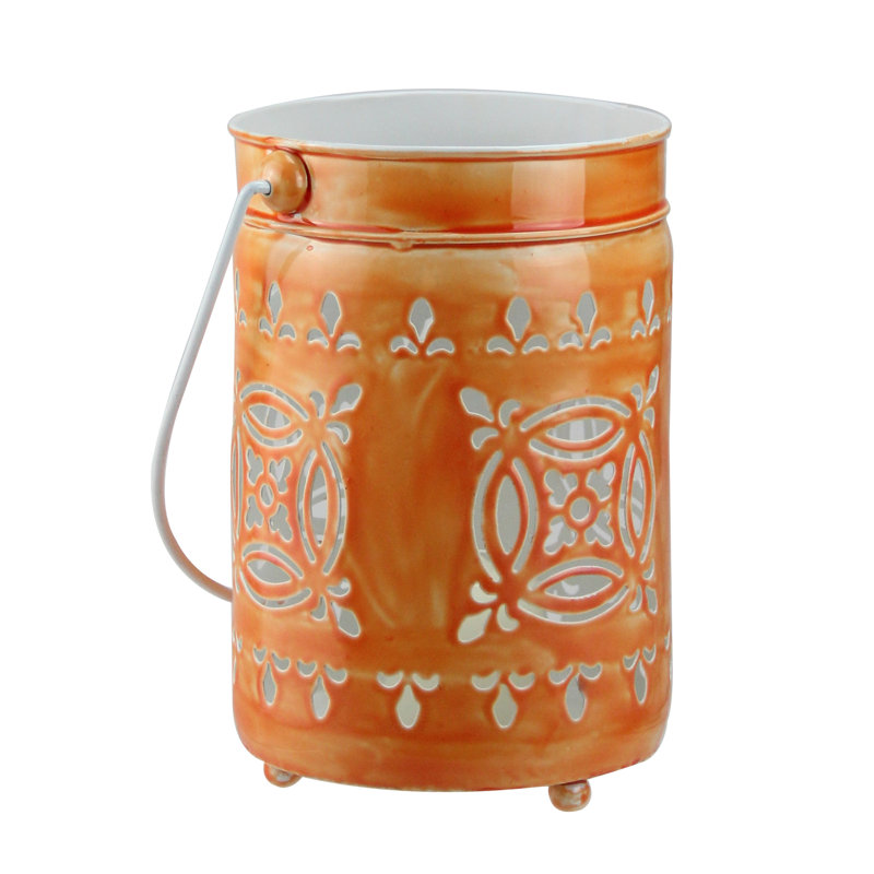 Lanterne votive à découpes 7,5 "L'Eau de Fleur L'Eau de Fleur, Orange vif