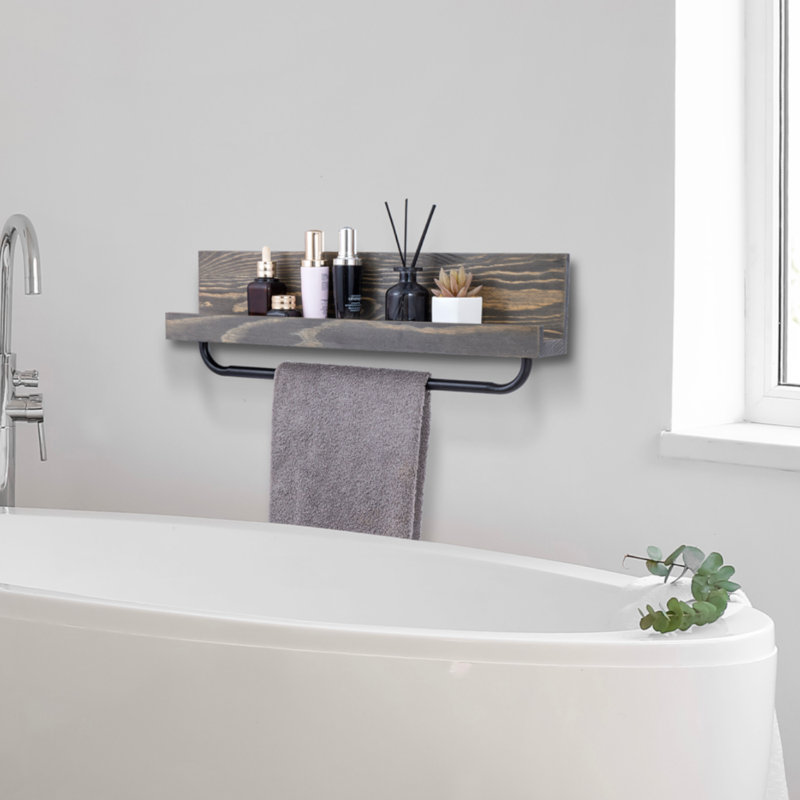 Bathroom Wall Mounted Towel Bar With Shelf