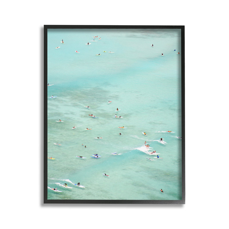 Les gens nagent en été, estampe numérique encadrée par Sissi et Seb, Giclée encadrée noir minuit, H 30 po x l 24 po