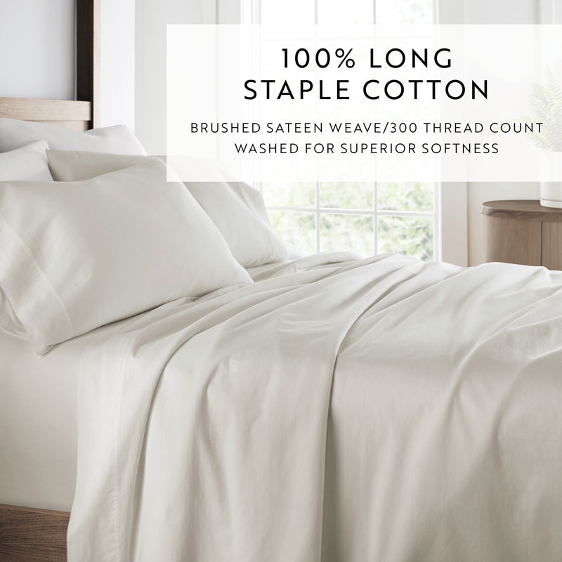 Ivory King Cotton Deep Pocket Solid Sheet Set