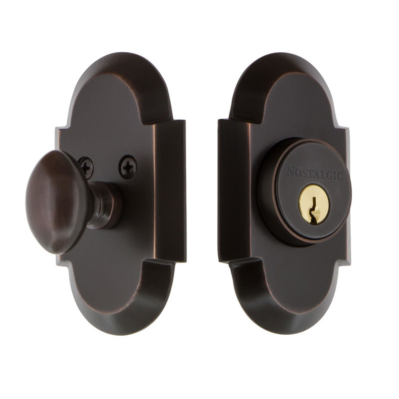 Nostalgic Warehouse Cottage Plate Single Cylinder Deadbolt, 2.375, Timeless Bronze, Keyed Alike
