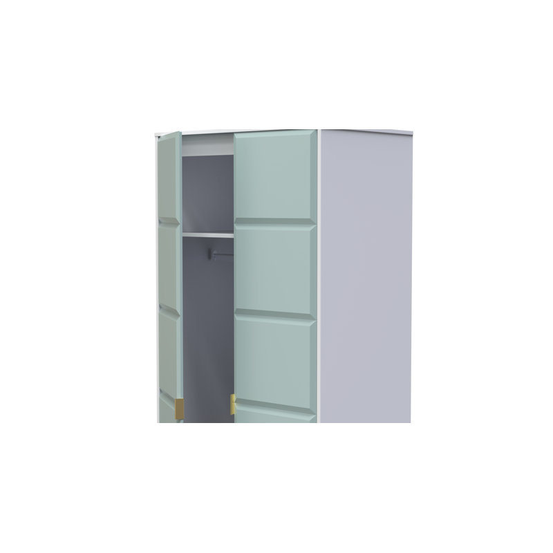 Fully Assembled 3 Door Wardrobe, 197cm H x 111cm W x 53cm D, Duck Matt/White