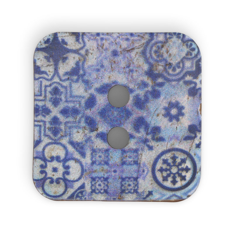 Dritz Sustainable Coconut Square Button, 35mm, Blue, 3 Buttons